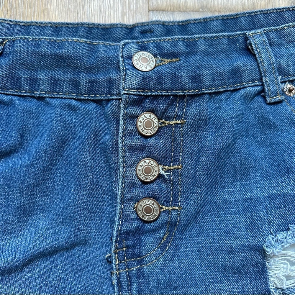 Distressed Denim Jorts High Waist Daisy Dukes Cutoff Jean Shorts Retro Cowgirl - Picture 4 of 8
